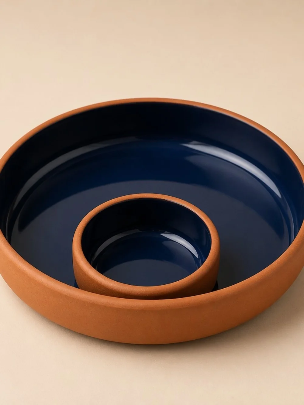 Vintage Over and Back Inc. Terracotta Chip and Dip Bowl